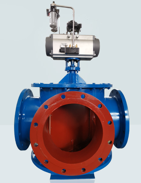 供应气动旋转四通换向阀sqd644x气动四通切换蝶阀气动四通换向阀