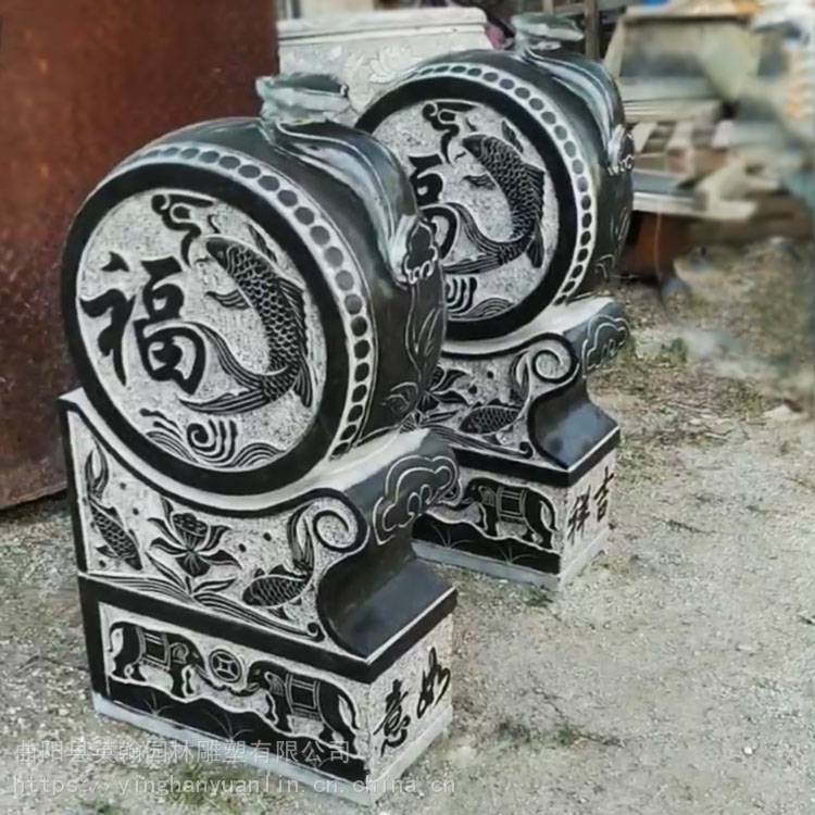 家用青石做旧抱鼓石仿古玉如意石鼓门口镇宅雕刻摆件生产厂家