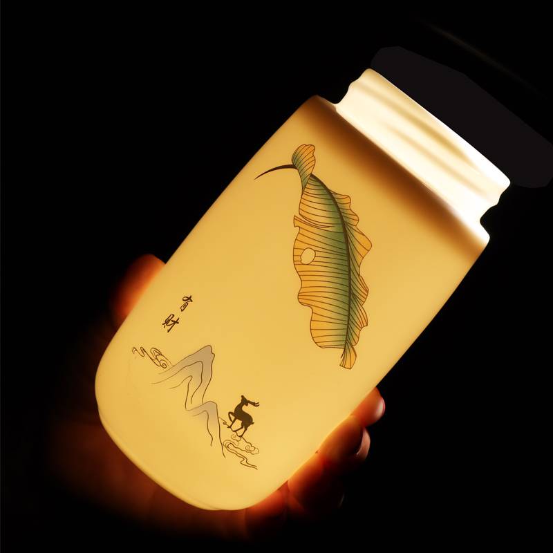 中式个性双层陶瓷装饰保温杯用品便携随身杯冬季暖手杯用品礼品