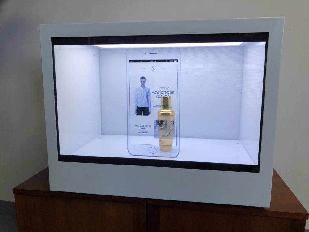 43寸液晶透明双面屏液晶拼接屏透明展示柜橱柜售货机户外广告牌