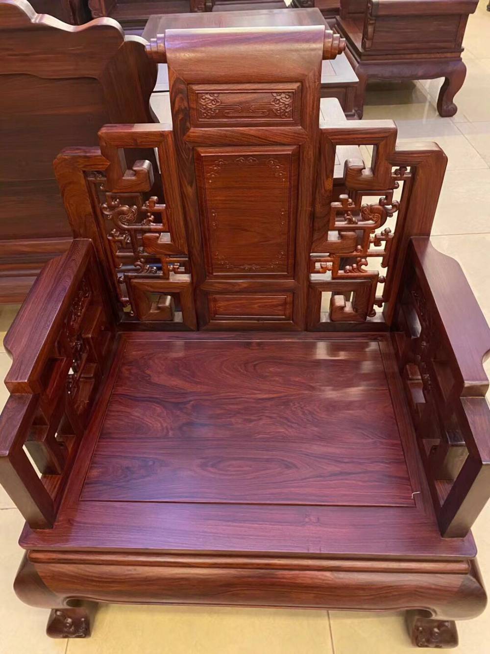 老挝红酸枝明式家具制作工艺巴里黄檀苏式沙发结构流程