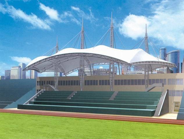 膜结构看台效果图幼儿园膜结构屋顶海南张拉膜观景台