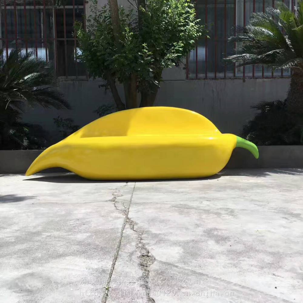 室外发光座椅玻璃钢叶子造型休闲椅商场美陈条纹椅子公共休息区多人