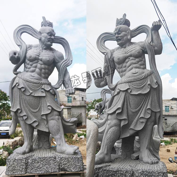 石雕哼哈二将图片哼哈二将石像寺院哼哈二将雕塑雕刻