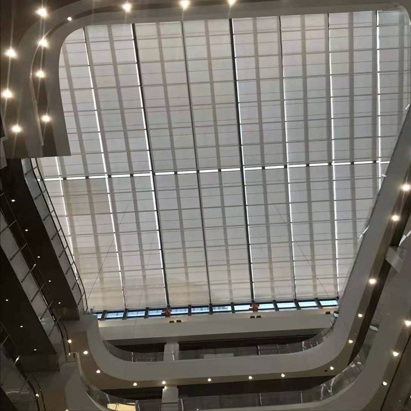 医院玻璃顶天幕帘酒店商场展厅采光顶电动隔热天棚帘