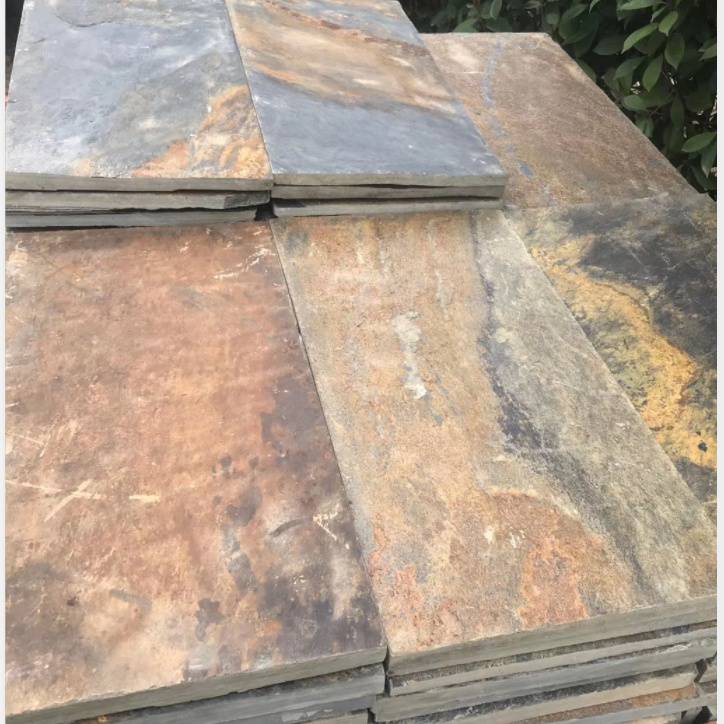 *300*600规格板开定制锈色板岩 防滑 防脱 老石板 广场锈色板岩页岩石