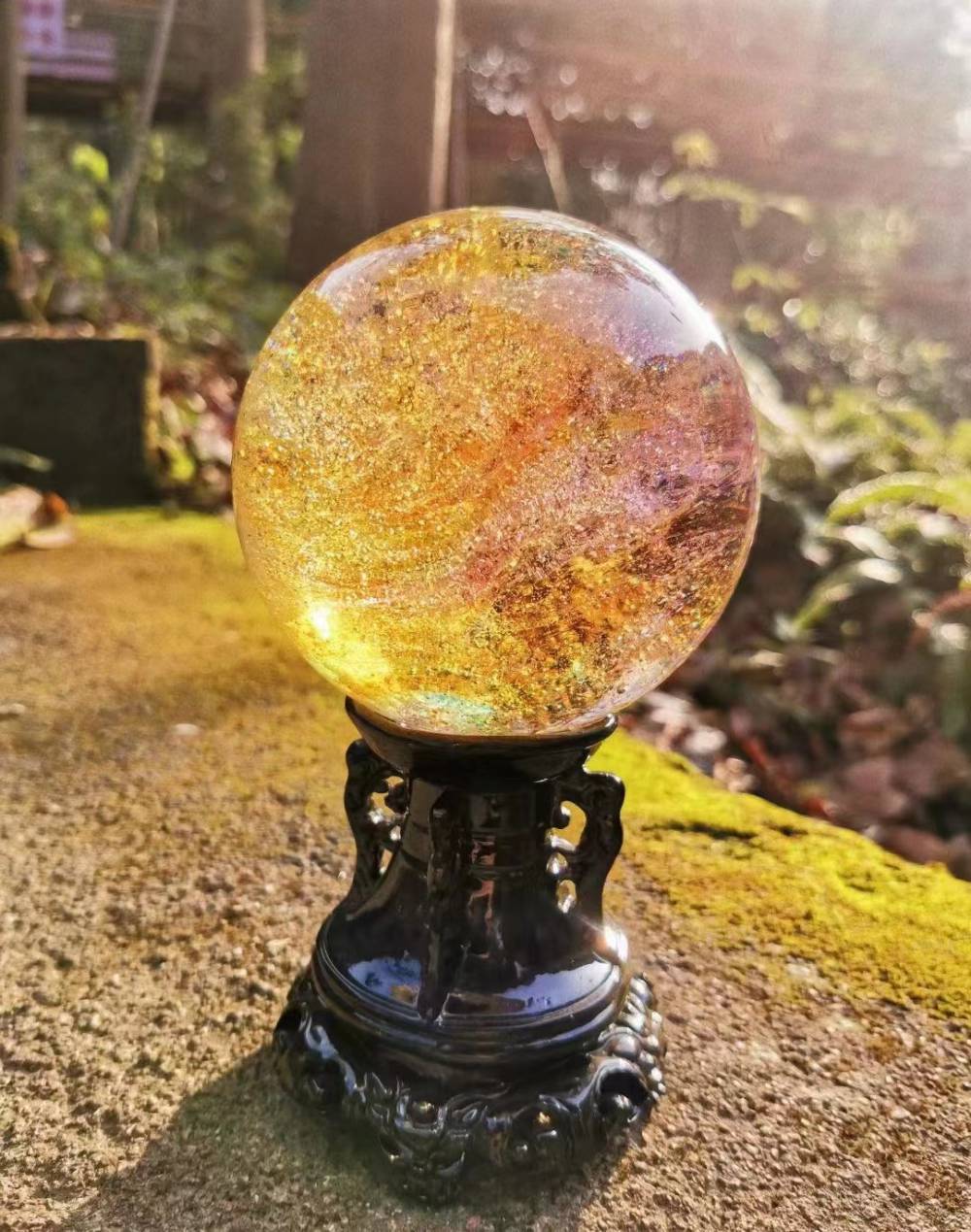 琉璃球摆件制作佛教摆件水晶球七彩球制作