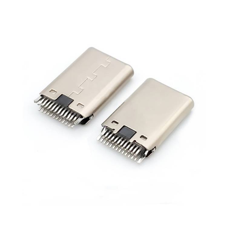 typec公头单排12p铆合黑胶接地24p夹板l1195mm厚度24mmk脚盲插