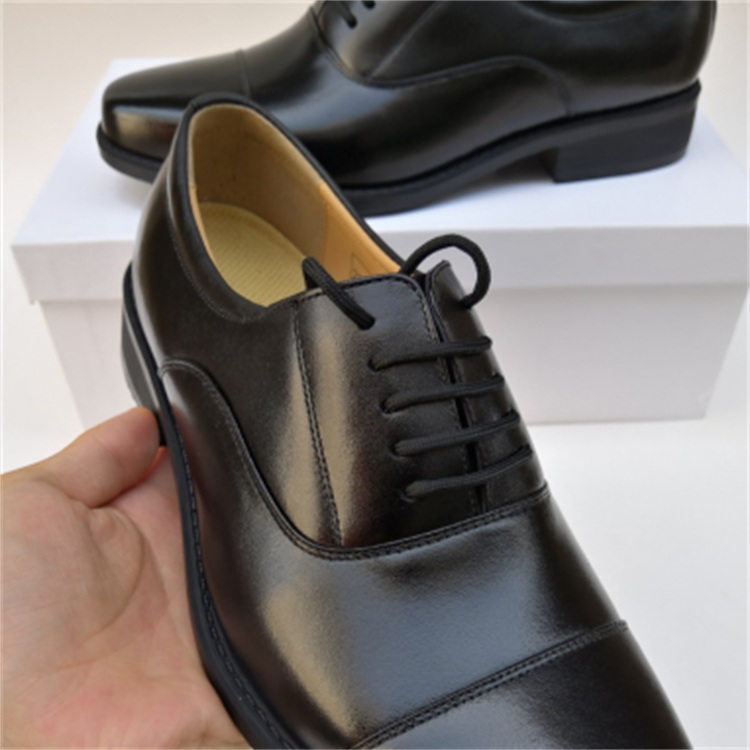 三接头皮鞋男校尉皮鞋保安执勤黑皮鞋牛皮商务正装鞋