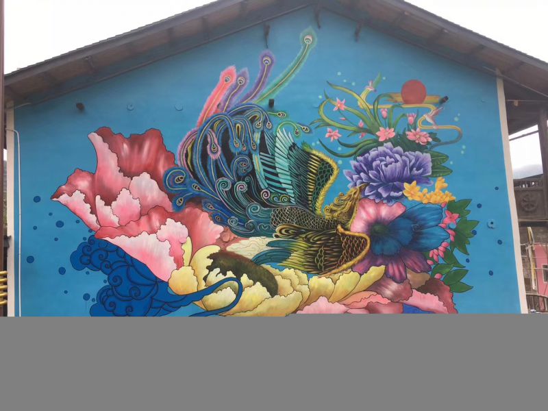 上海手绘乡村文化墙墙绘建筑外墙大型个性涂鸦