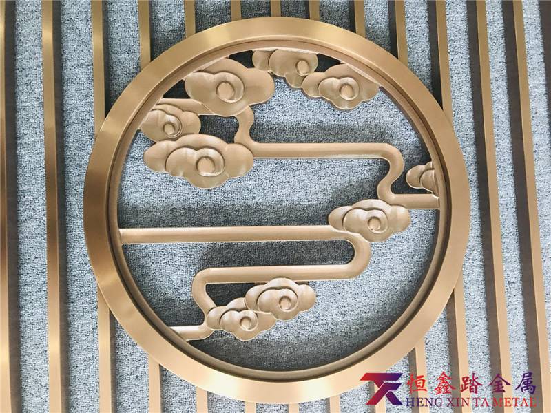 供应中式祥云雕刻屏风不锈钢简约格栅茶室金属屏风定做