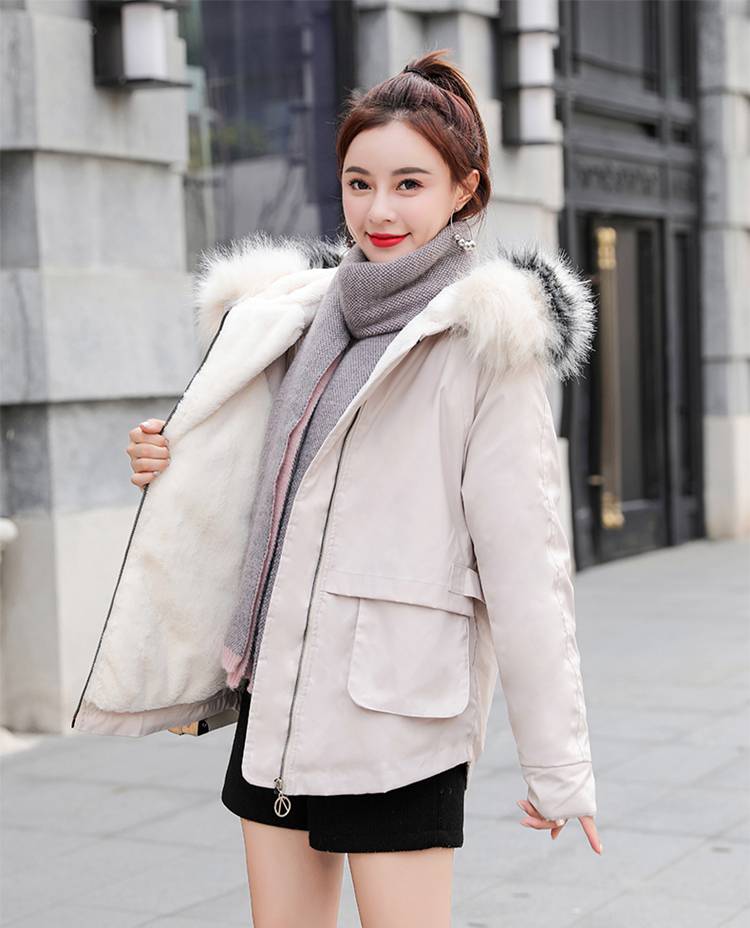 2019年冬季羽绒棉服女短款休闲百搭女式棉衣加厚女装毛领外套