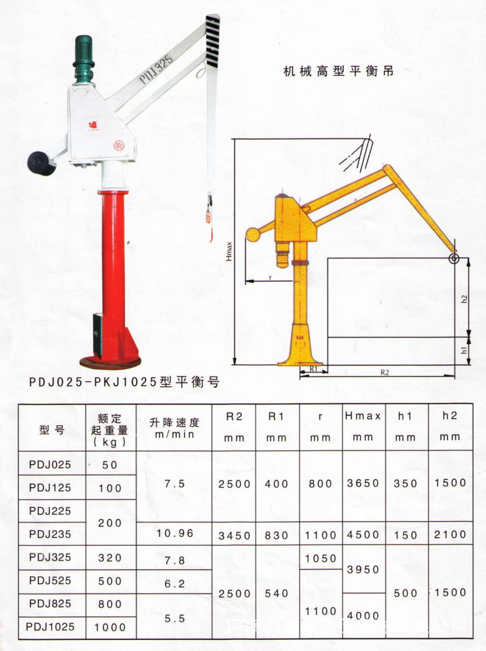 pj030型平衡吊起吊高度2米300公斤重物吊运平衡吊机床加