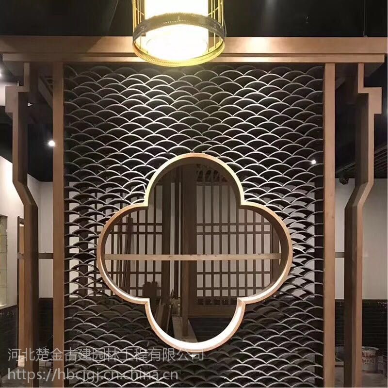 小青瓦装饰立瓦仿古瓦片拼花瓦中式茶楼背景墙镂空窗花铺地立瓦片仿古