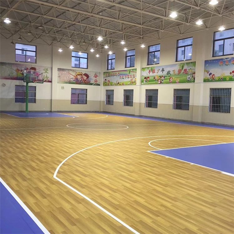 朝阳 室内篮球场地板 羽毛球塑胶地板 图案定制地胶