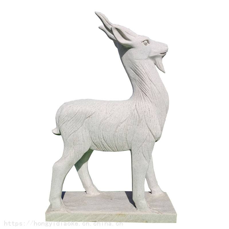 石雕小羊绵羊汉白玉山羊三阳开泰母子石头羊户外草坪动物雕塑摆件
