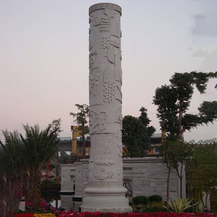 花岗岩石刻浮雕龙柱生产厂家定制石头图腾柱广场华表文化柱