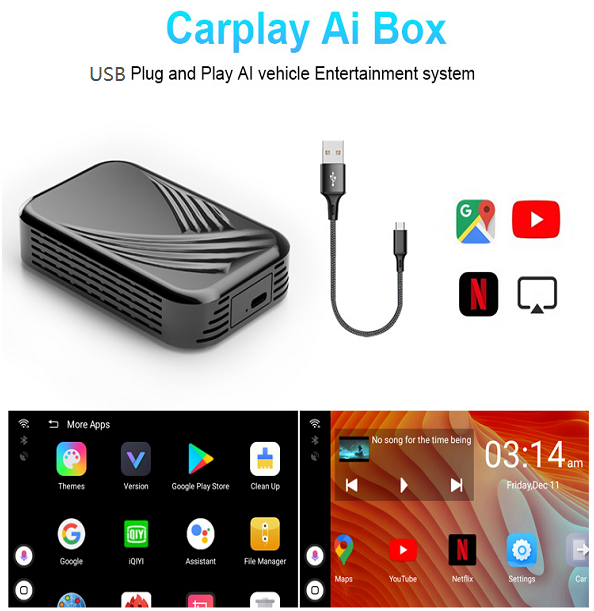 厂价直销Carplay Ai Box智能车盒USB Plug and Play***海外出口2+16G