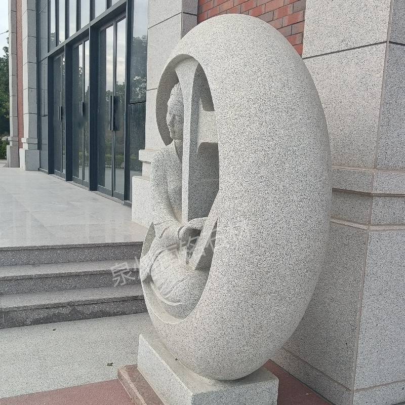 石雕现代人物芝麻白g633织女织布人物雕塑公园广场展厅艺术品摆件