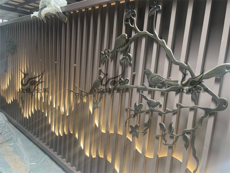 户外文化背景墙格栅景墙不锈钢管焊接山形屏风