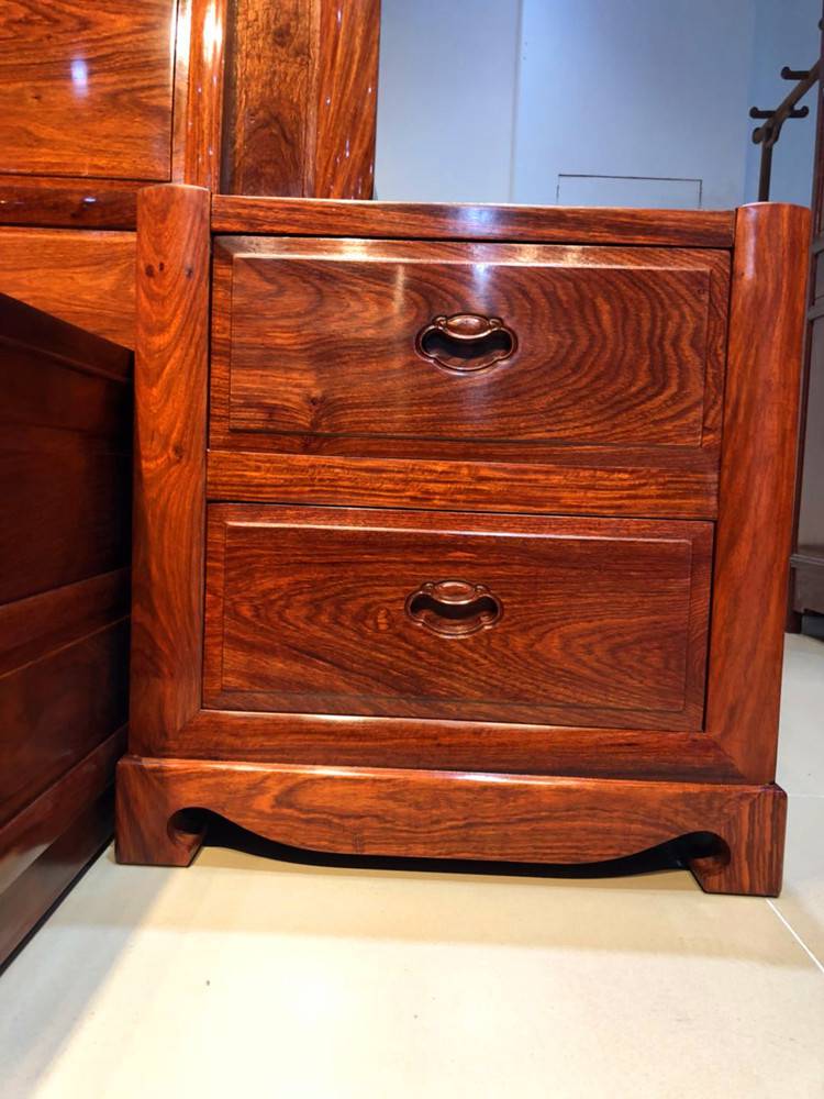 名琢世家刺猬紫檀原木兰亭序雕花豪华大床