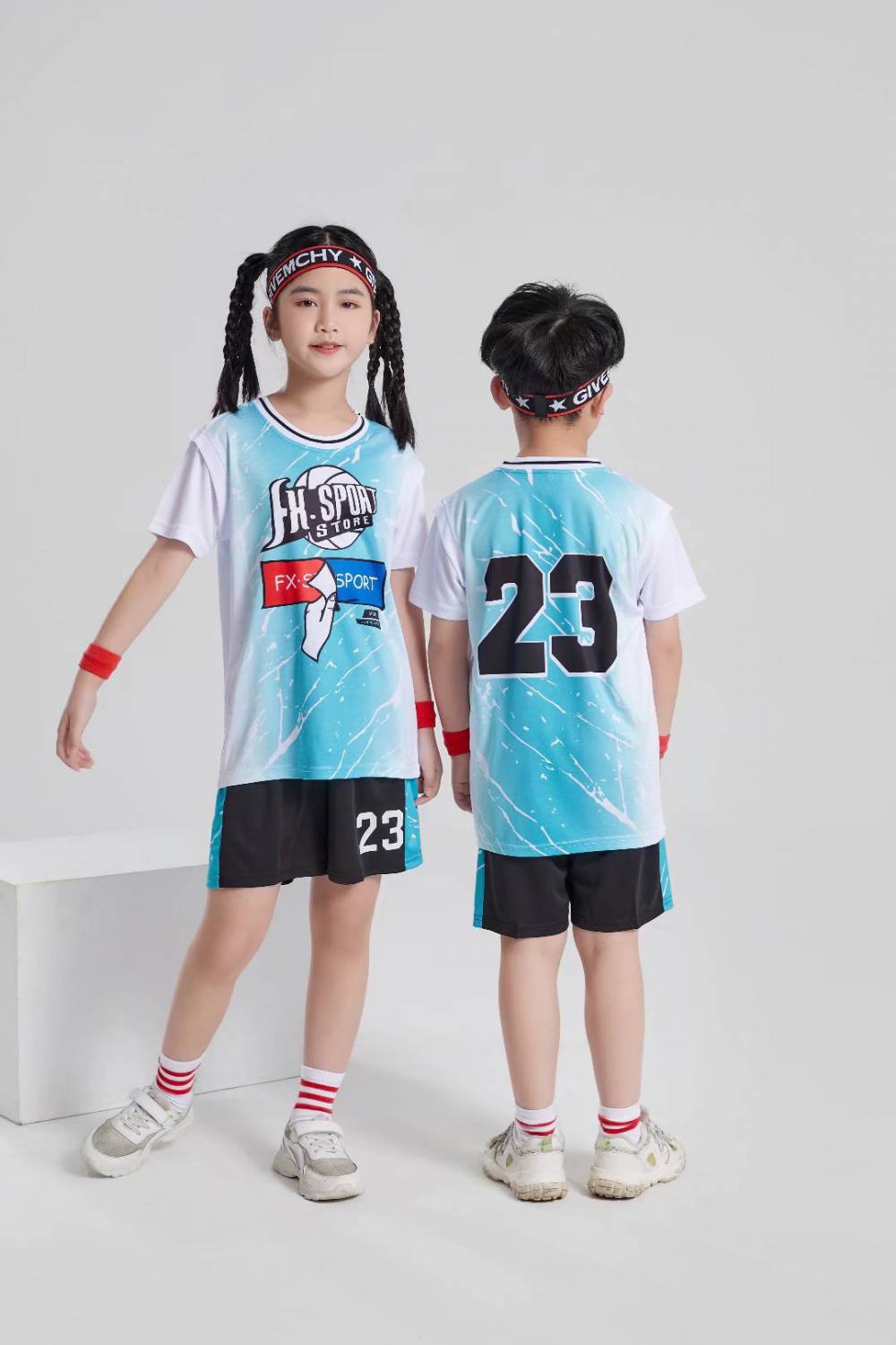 团购儿童假两件短袖球服男女速干球衣幼儿园学生篮球服套装印字号