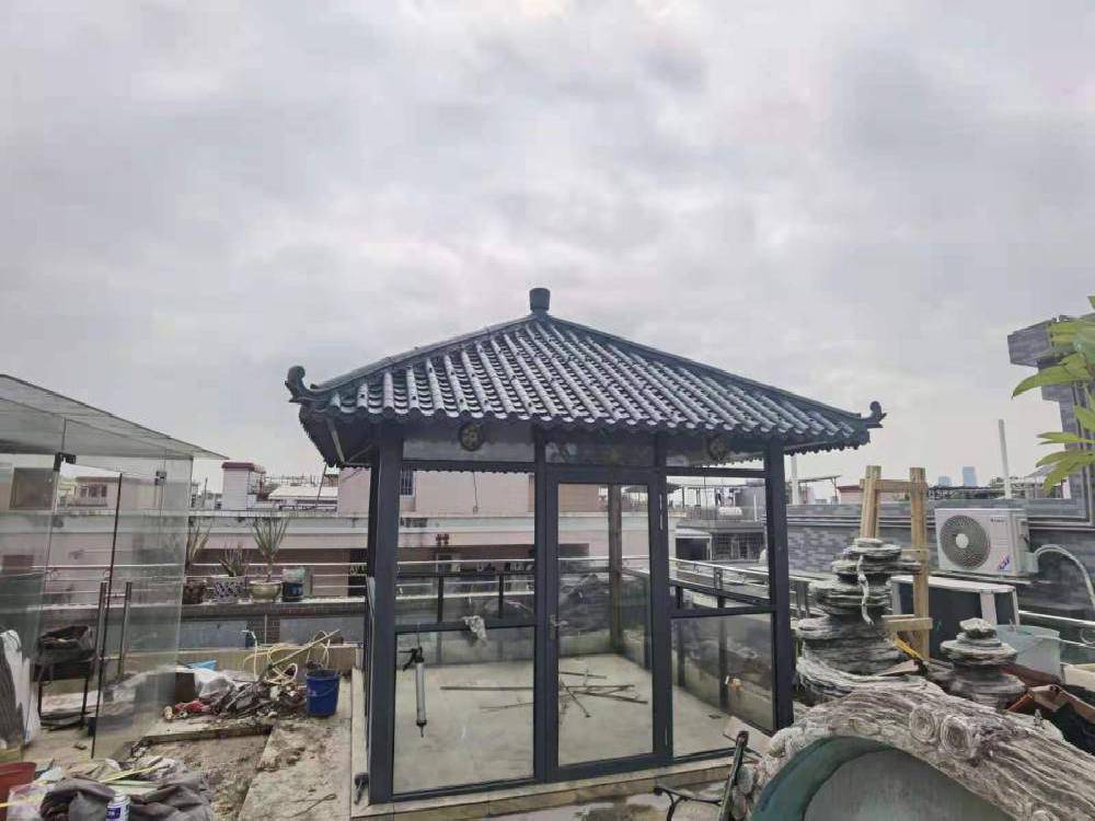 云浮仿古一体屋檐瓦树脂雨棚瓦女儿墙装饰瓦双面围墙瓦街道门头雨棚瓦