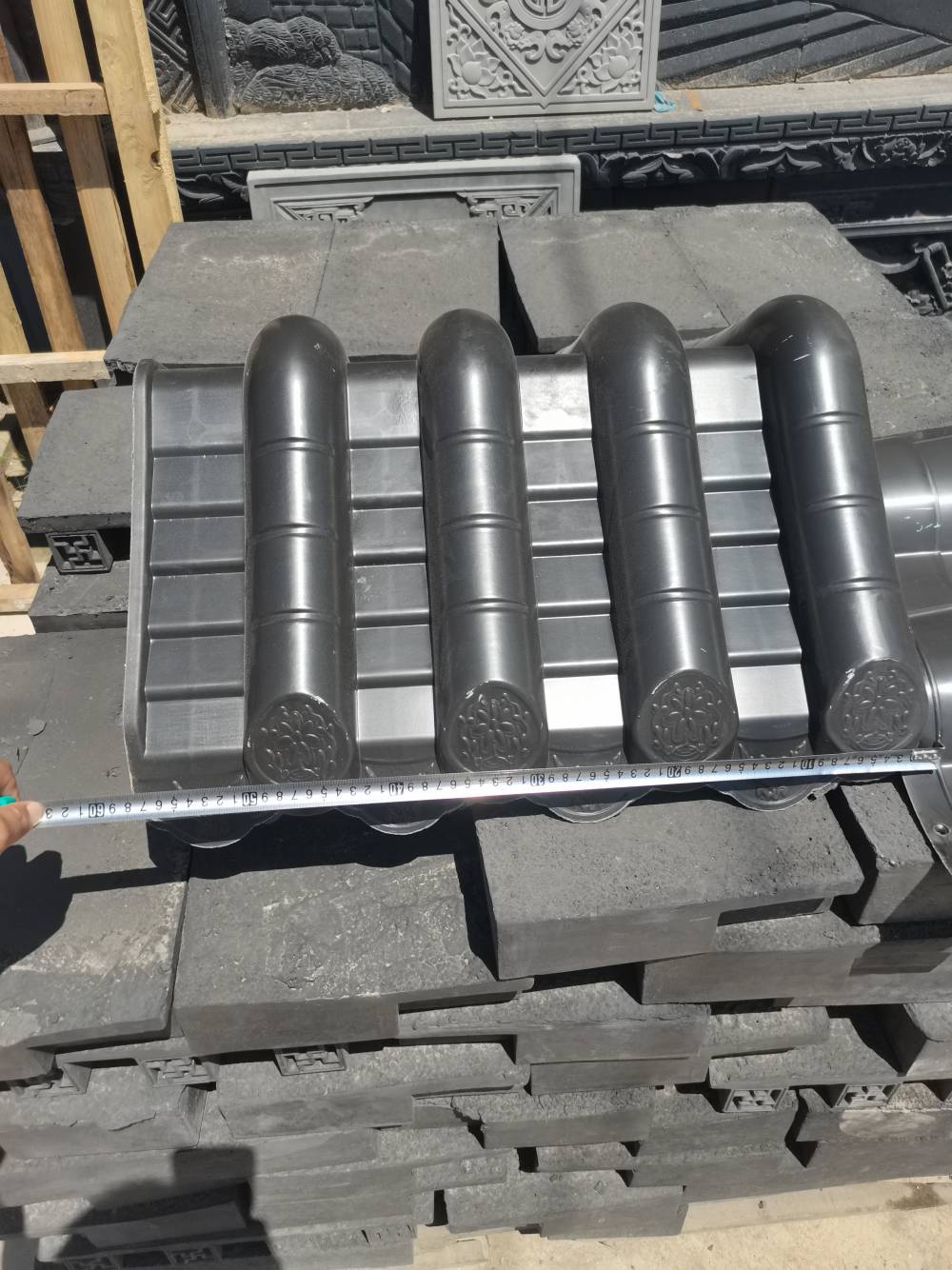 高分子瓦树脂围墙瓦好安装墙帽黑色围墙帽墙头瓦新农村街景美化