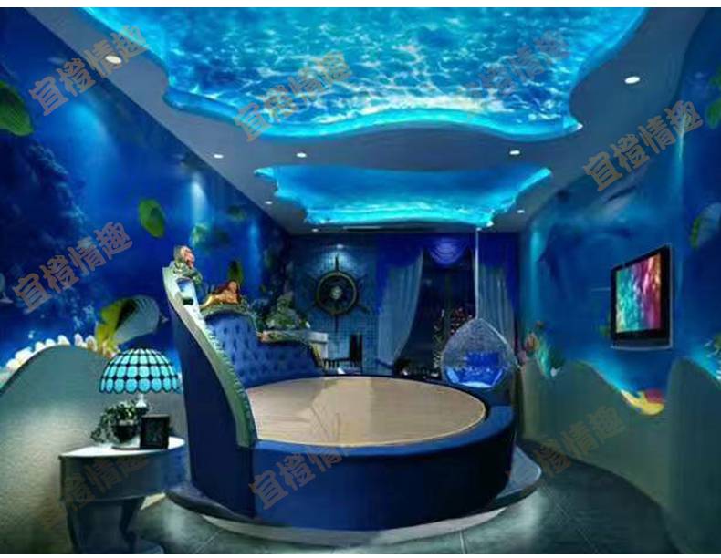 美人鱼造型主题床双人电动床功能情趣合欢助力床