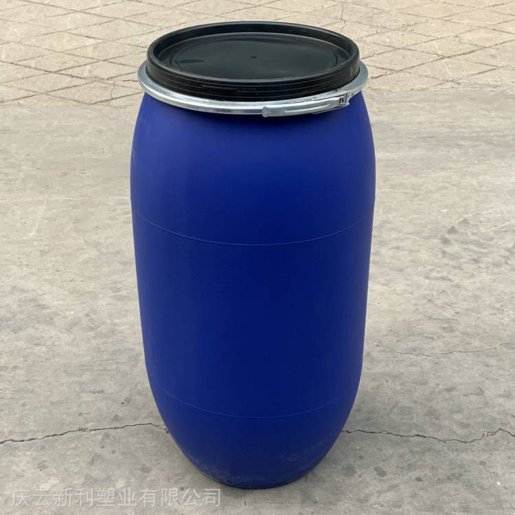 160L160KG塑料桶法兰桶开口桶广口桶160升抱箍桶120L塑料桶铁箍桶 新利制造
