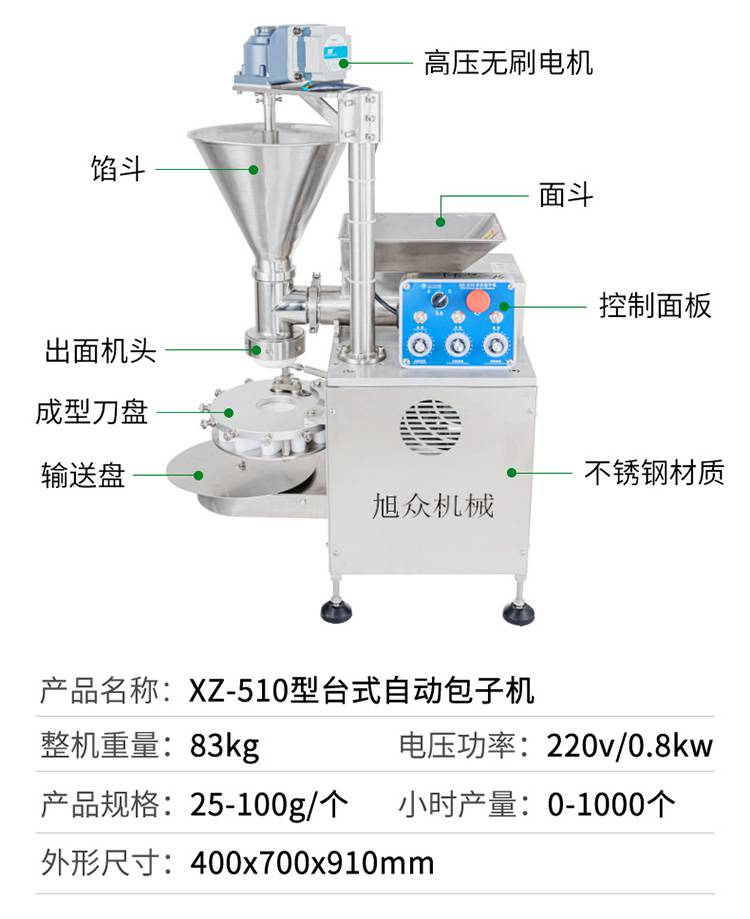 旭众XZ-510台式全自动包子机商用早餐店包子铺奶黄包豆沙包- 供应商网