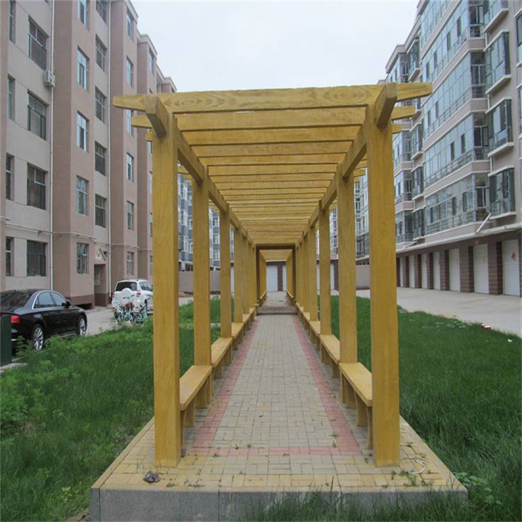 东丽区户外休闲长廊 东丽区仿木花架搭建 清秀园林 加工定做