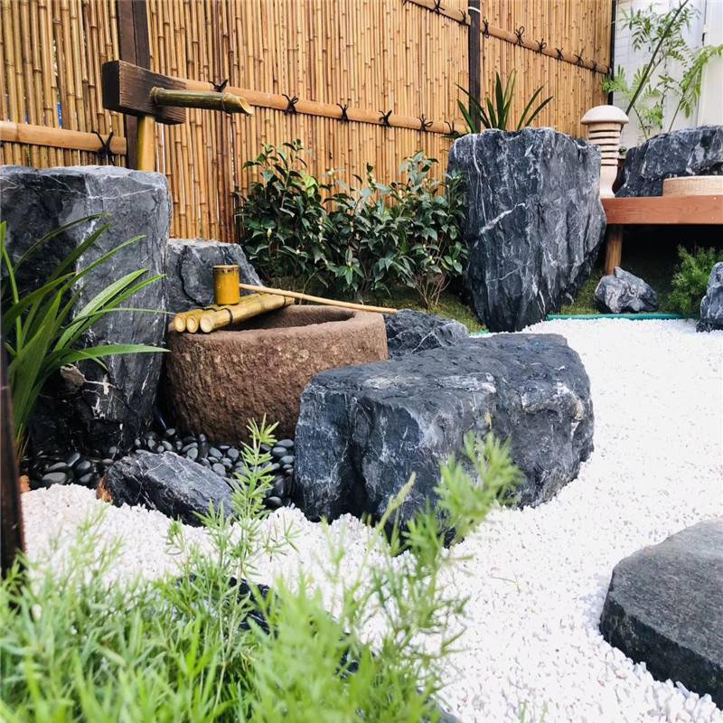 黑山石加工规格日式园林置石加工定制良好承接黑山石加工制作的厂家图片 图片大全 浈江区良好园林石场