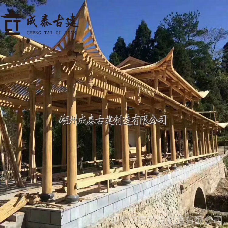 仿古長廊戶外防腐木長廊景觀校園文化長廊木質長廊古建定製