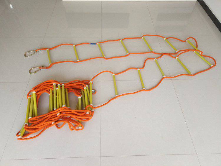 20米消防救生软梯树脂绝缘消防绳梯18kn防滑软爬梯带检验报告