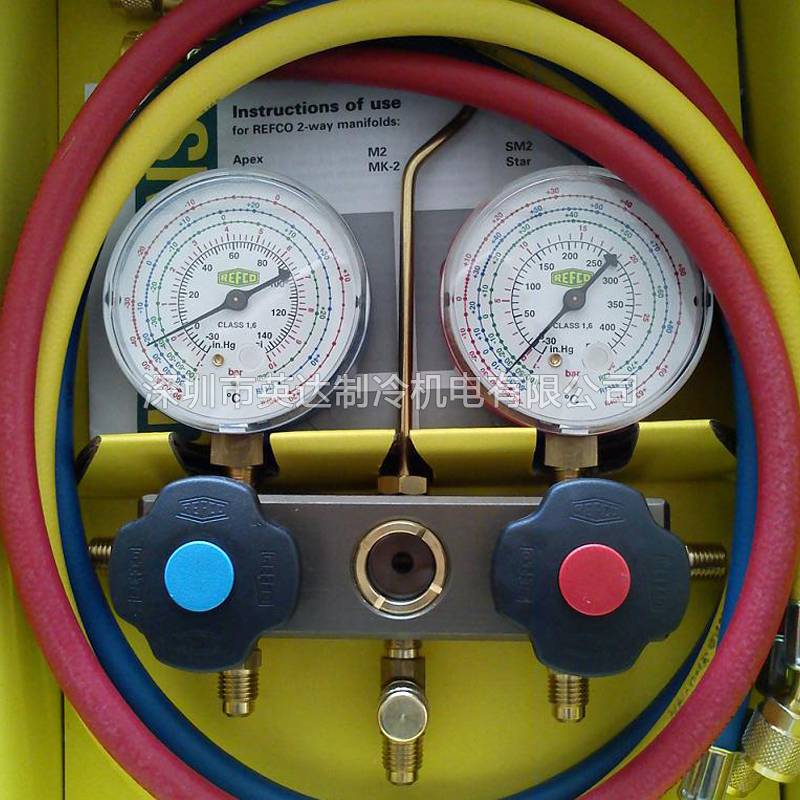 瑞士refco威科複合壓力錶bm26dsr22製冷空調加氟壓力錶組雙頭加液表