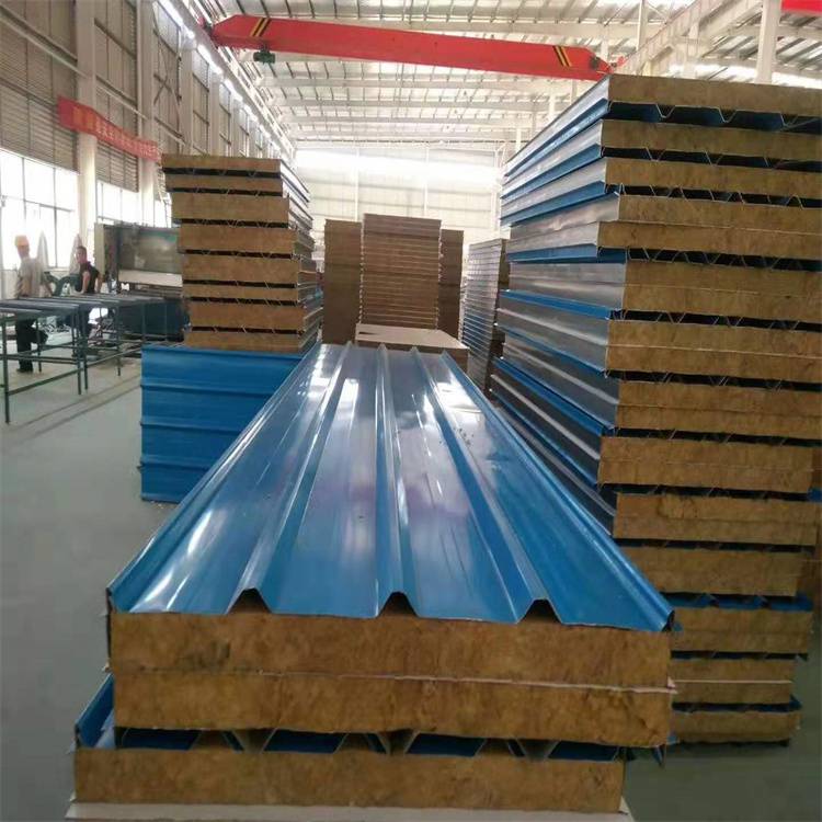 工厂保温板屋面复合净化彩钢板吸音隔热9501150岩棉彩钢夹芯板