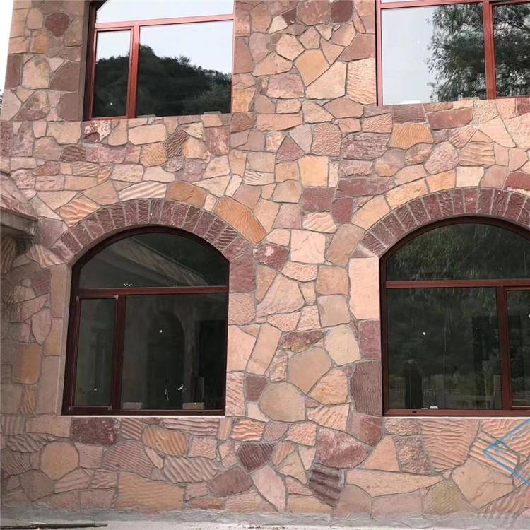 粉色碎拼石乱型石 红色碎拼石 粉砂岩碎拼石 不规则碎拼乱型石