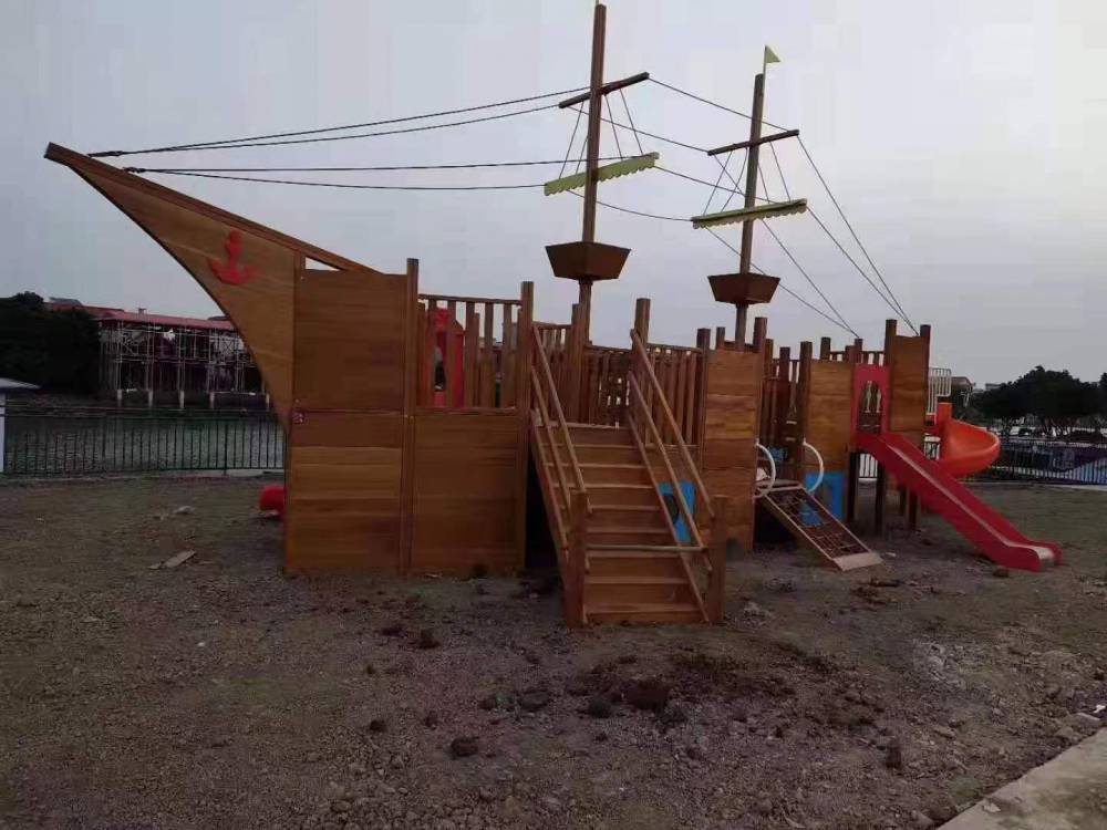 大型游乐场设备儿童乐园户外木质海盗船爬网景区室外组合滑梯定制