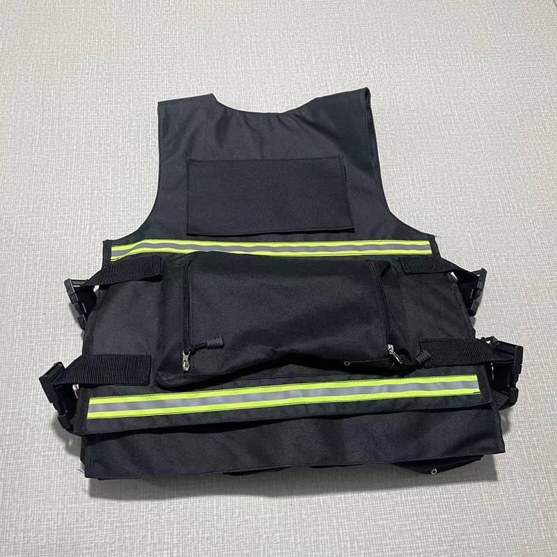 消防通信救援背心带荧光条安保背心防具19式黑色通讯指挥马甲