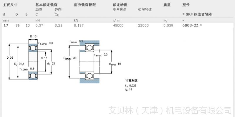 瑞典进口skf轴承60032z60032zc3深沟球轴承高速轴承