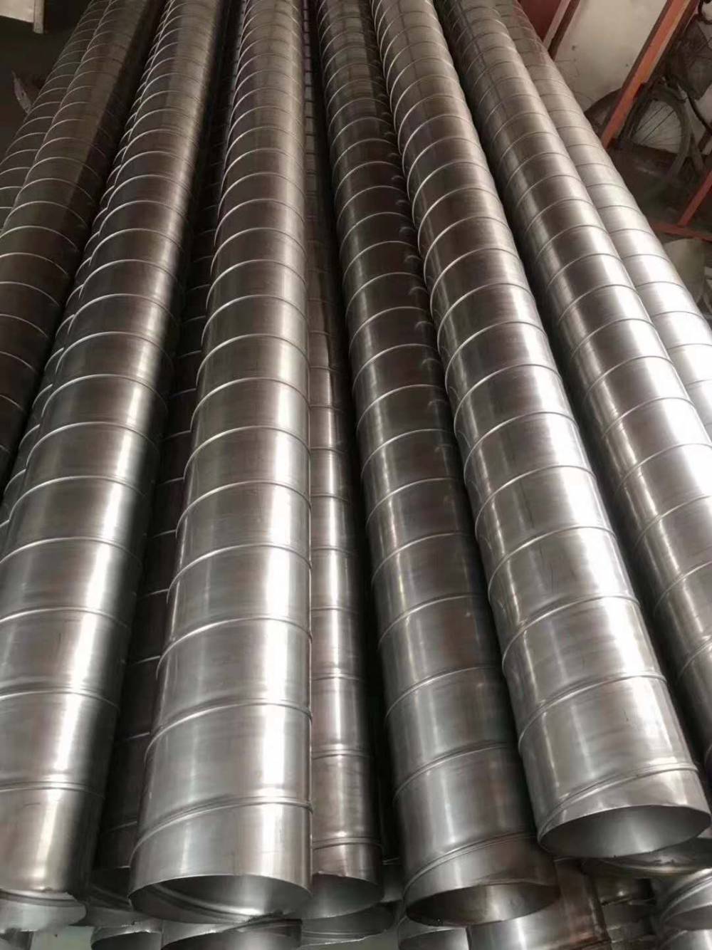 厂家供应镀锌白铁皮螺旋风管排烟除尘螺旋通风管道共板法兰风管