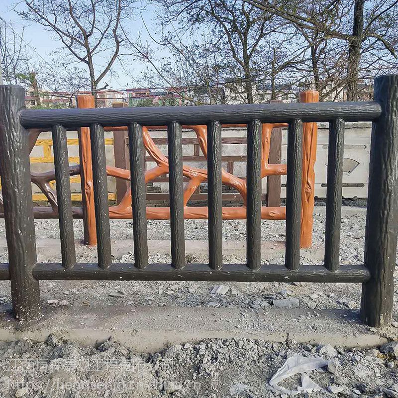 恒森仿树皮栏杆仿树护栏水泥工艺制品新农村仿木护栏制造商