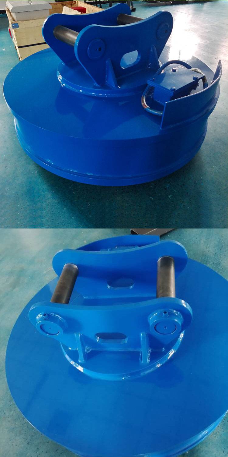 废钢场圆形吸盘吸力均匀废铁电吸盘挖掘机电磁起重器圆形强磁吸盘