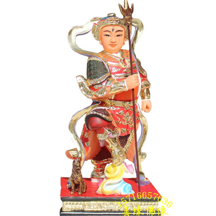 灌口二郎神雕像道教二郎神杨戬塑像二郎显圣真君赤城王贴金神像图片