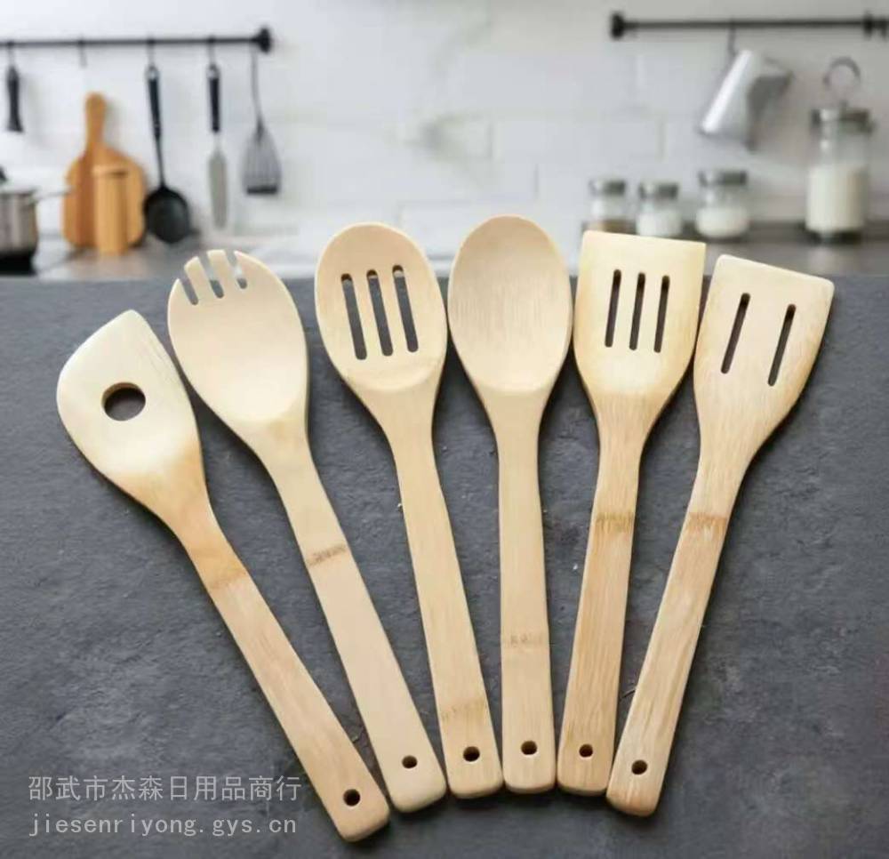 厨具6pcs bamboo wood cooking spoon set,bamboo wood spatula set sale