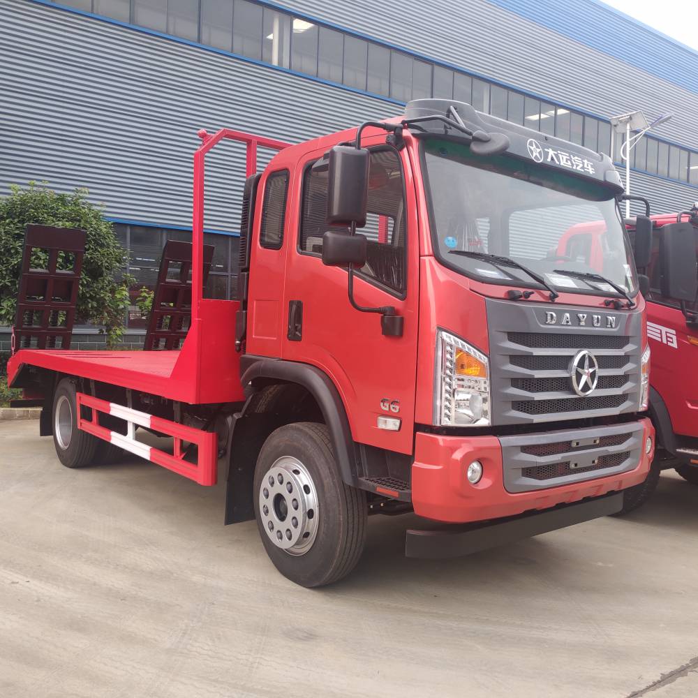 大运g6平板运输车120挖掘机拖板车15吨平板拖车52米平板车