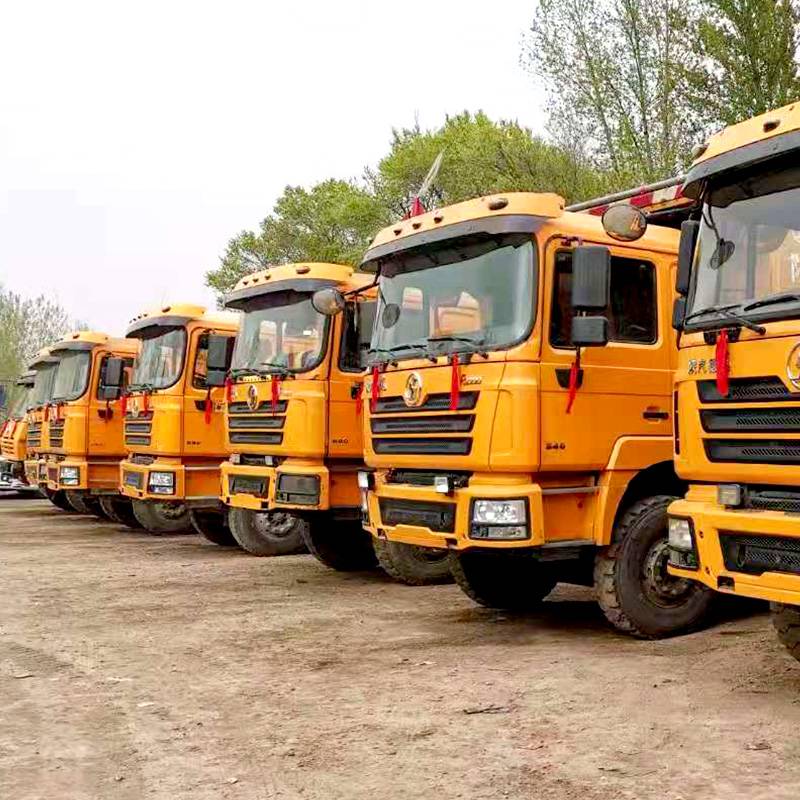 后八轮380马力58米二手德龙工程车实地看车倒土方用鸿运翻斗车