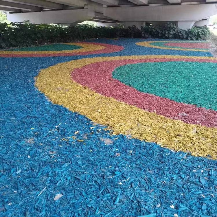 彩色木屑有机覆盖物蓝色园艺绿化覆盖物 树穴介质有机木屑 可提供养分