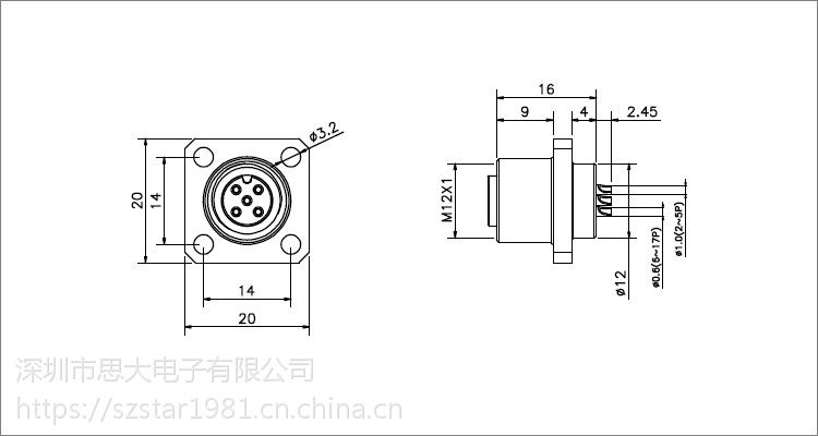 航空插头m12d12屏蔽esw33jp0500g防水ip67连接器